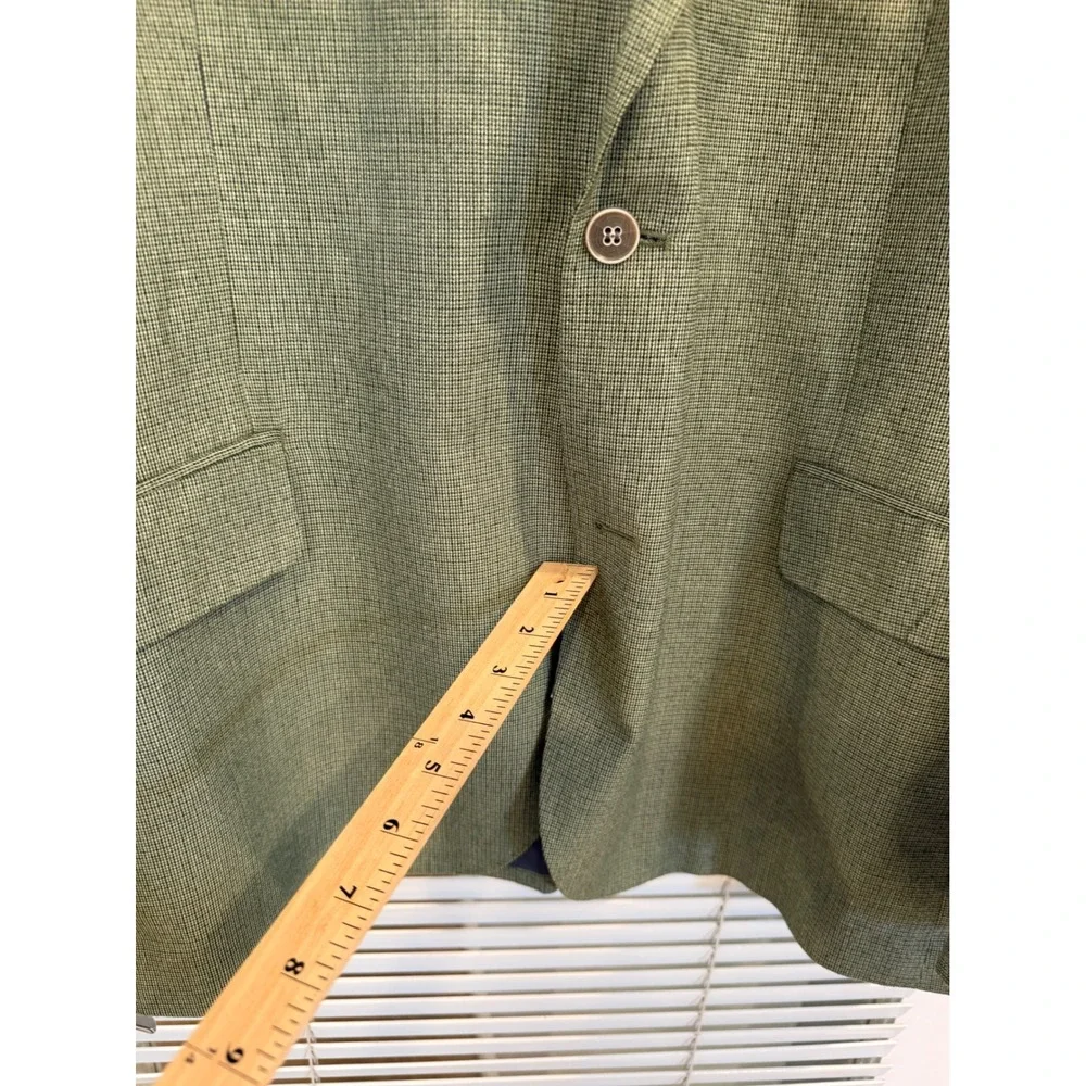 Tailorbyrd Collection Mens 46L Green Micro Check Blazer Sport Coat Preppy READ